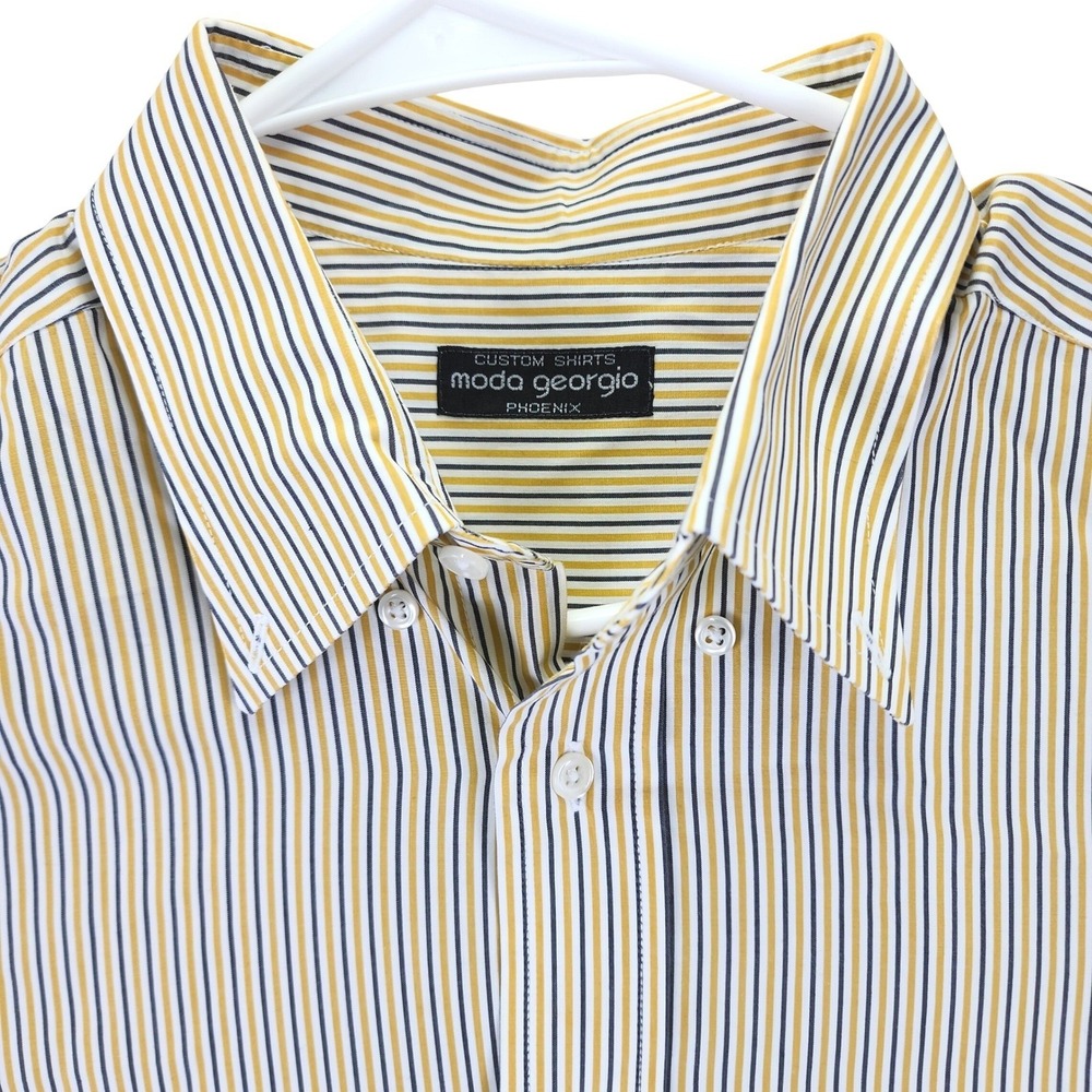 Moda Giorgio Mens Striped Button Down Shirt Long Sleeve Custom Fit Made USA